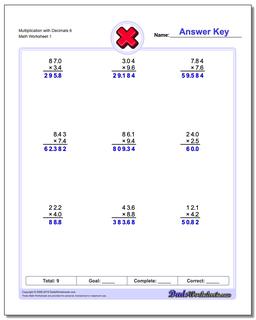 Multiplication Worksheet with Decimals 6
