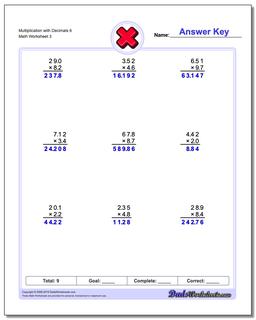 Multiplication Worksheet with Decimals 6