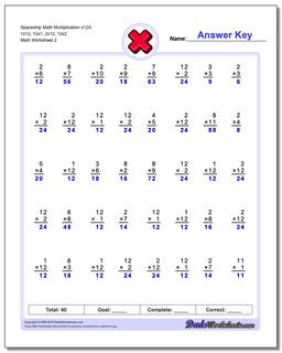 Spaceship Math Multiplication Worksheet x12A 1x12, 12x1, 2x12, 12x2 /worksheets/multiplication.html