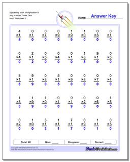 Spaceship Math Multiplication Worksheet B Any Number Times Zero /worksheets/multiplication.html