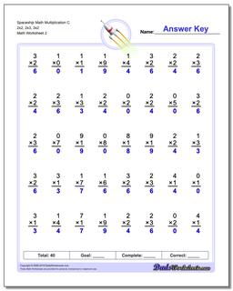 Spaceship Math Multiplication Worksheet C 2x2, 2x3, 3x2 /worksheets/multiplication.html