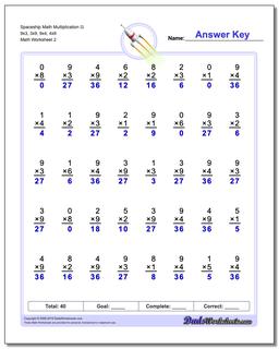 Spaceship Math Multiplication Worksheet G 9x3, 3x9, 9x4, 4x9 /worksheets/multiplication.html