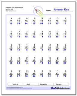 Spaceship Math Multiplication Worksheet M 3x5, 5x3, 8x8 /worksheets/multiplication.html