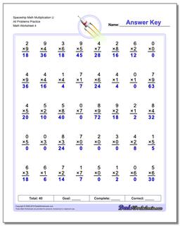 Spaceship Math Multiplication Worksheet U All Problems Worksheet Practice