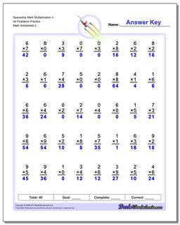Spaceship Math Multiplication Worksheet V All Problems Worksheet Practice /worksheets/multiplication.html