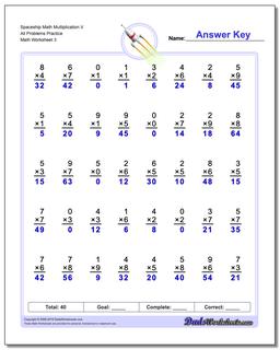 Spaceship Math Multiplication Worksheet V All Problems Worksheet Practice