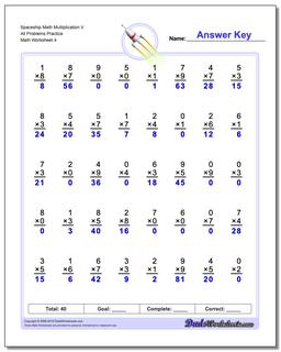 Spaceship Math Multiplication Worksheet V All Problems Worksheet Practice
