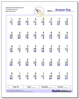 Spaceship Math Multiplication Worksheet W All Problems Worksheet Practice