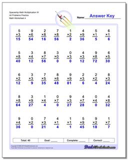 Spaceship Math Multiplication Worksheet W All Problems Worksheet Practice