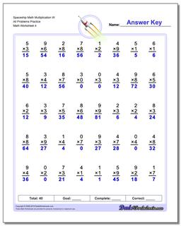 Spaceship Math Multiplication Worksheet W All Problems Worksheet Practice