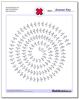 Spiral Multiplication AB Math Fact Worksheet