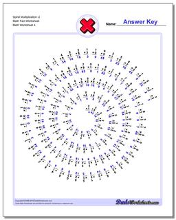 Spiral Multiplication IJ Math Fact Worksheet