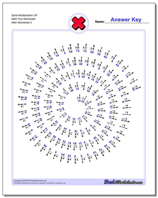 Spiral Multiplication OP Math Fact Worksheet