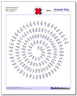 Spiral Multiplication OP Math Fact Worksheet