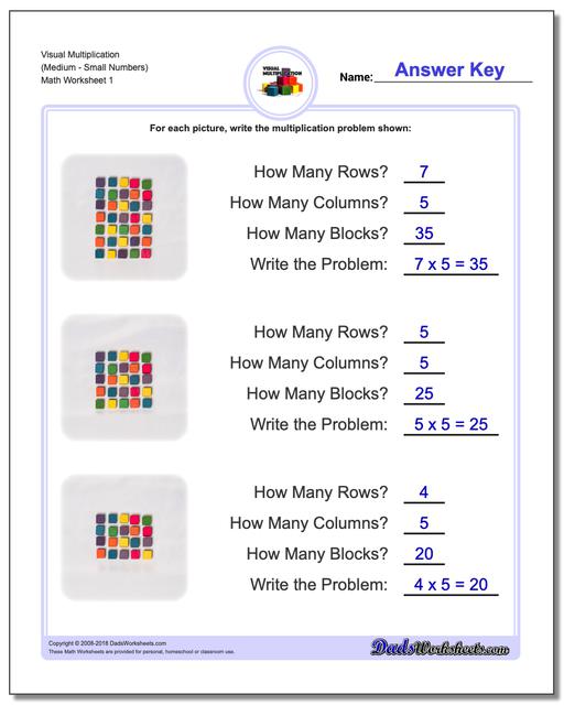 Multiplication Worksheet Visual (MediumSmall Numbers)