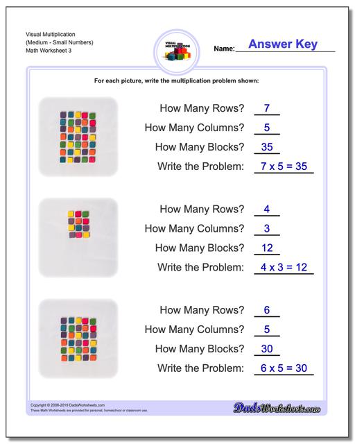 Math Worksheets: Multiplication: Multiplication: Visual Multiplication
