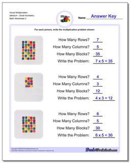 Visual Multiplication Worksheet (MediumSmall Numbers)