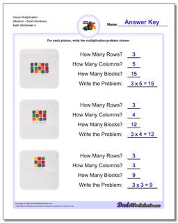 Visual Multiplication Worksheet (MediumSmall Numbers)