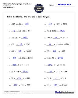 Multiplying Signed Numbers