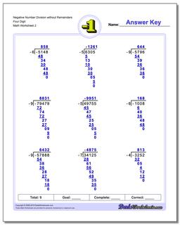 Negative Number Division Worksheet without Remainders Four Digit /worksheets/negative-numbers.html