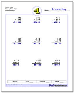 Multiple Digits Three by Three Digits /worksheets/negative-numbers.html Worksheet