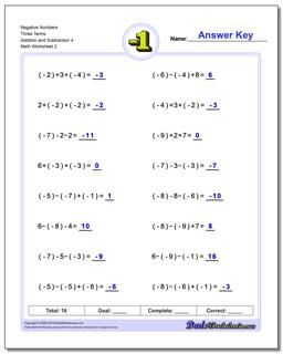 Negative Numbers Three Terms Addition Worksheet and Subtraction Worksheet 4 /worksheets/negative-numbers.html