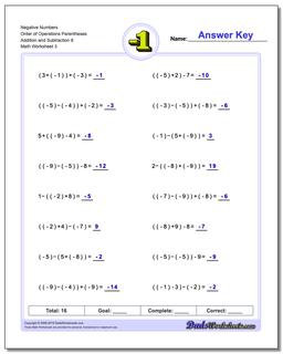 Operations with positive and negative numbers