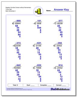 Negative Number Division Worksheet without Remainders Three Digit /worksheets/negative-numbers.html