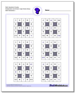 Math Operations Puzzle Multiplication and Division Small Values with Negatives (Easy)
