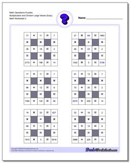 Math Operations Puzzle Multiplication and Division Large Values (Easy)