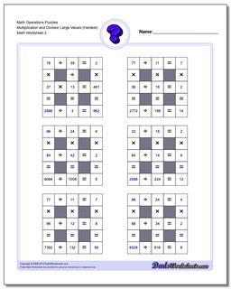 Math Operations Puzzle Multiplication and Division Small Values with Negatives (Hardest) /worksheets/number-grid-puzzles.html