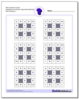 Number Grid Puzzle Math Operations Multiplication and Division Large Values (Moderate)