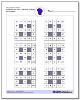 Math Operations Puzzle Multiplication and Division Large Values (Moderate)