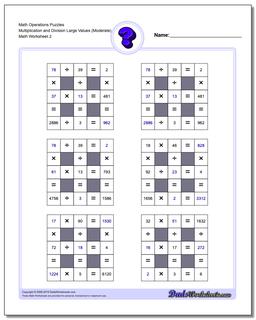 Math Operations Puzzle Multiplication and Division Small Values with Negatives (Moderate) /worksheets/number-grid-puzzles.html