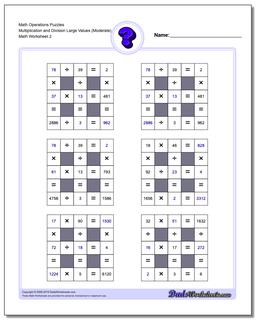 Math Operations Puzzle Multiplication and Division Large Values (Moderate) /worksheets/number-grid-puzzles.html