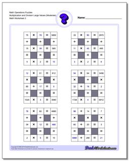 Math Operations Puzzle Multiplication and Division Small Values with Negatives (Moderate)