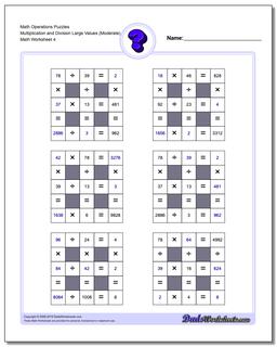 Math Operations Puzzle Multiplication and Division Small Values with Negatives (Moderate)