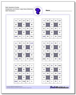 Math Operations Puzzle Multiplication and Division Large Values (Moderate)