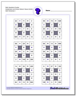 Math Operations Puzzle Multiplication and Division Medium Values (Harder)