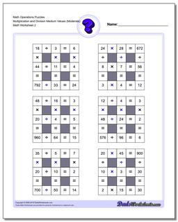 Math Operations Puzzle Multiplication and Division Medium Values (Moderate) /worksheets/number-grid-puzzles.html