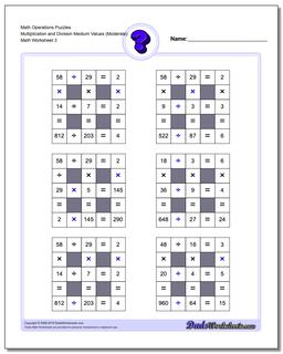 Math Operations Puzzle Multiplication and Division Medium Values (Moderate)