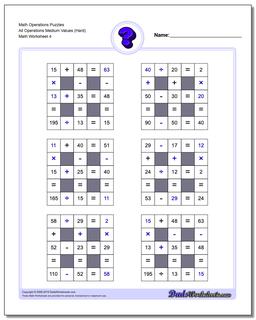 Math Operations Puzzle All Operations Medium Values (Hard)