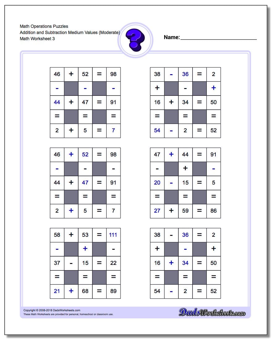 Multiplication and Division logic puzzles with Missing Values and
