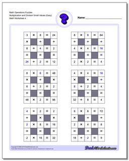 Math Operations Puzzle Multiplication and Division Small Values (Easy)