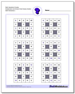 Math Operations Puzzle Multiplication and Division Small Values (Harder) /worksheets/number-grid-puzzles.html