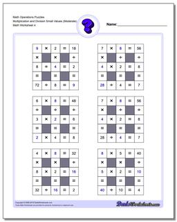 Math Operations Puzzle Multiplication and Division Small Values (Moderate)