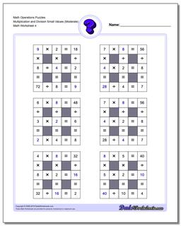 Math Operations Puzzle Multiplication and Division Small Values (Moderate)