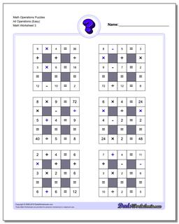 Math Operations Puzzle All Operations (Easy)
