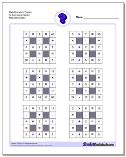 Math Operations Puzzle All Operations (Harder)