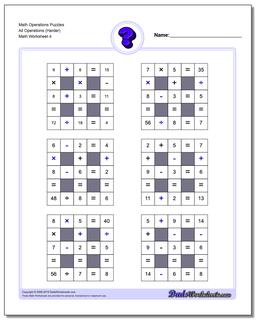 Math Operations Puzzle All Operations (Harder)